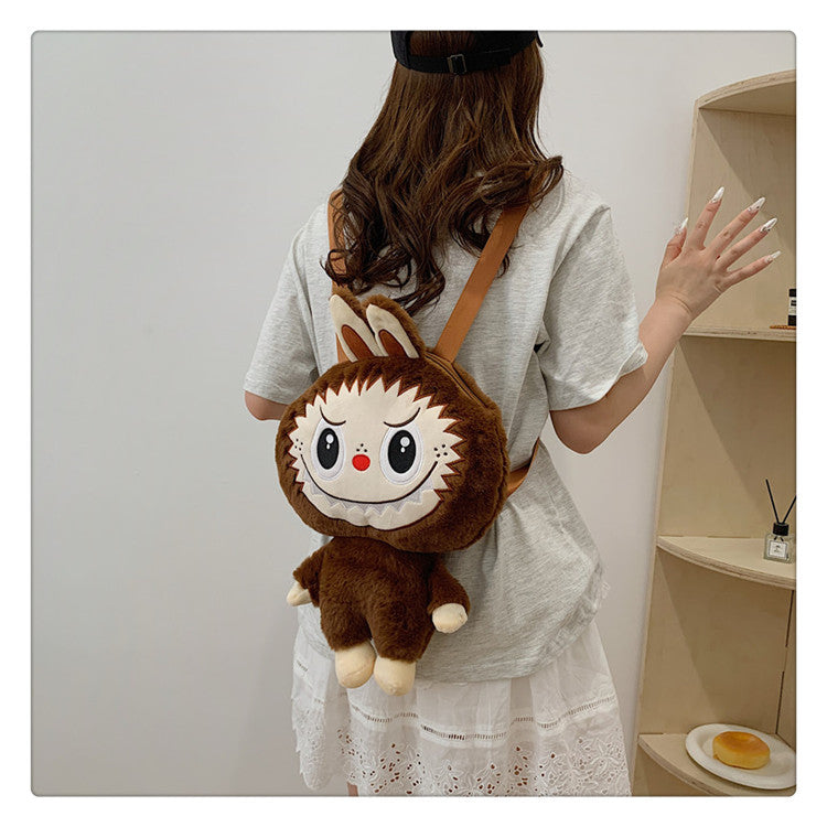 Labubu Plush Doll Fashionable Side Bag – Cute Popmart Crossbody Shoulder Bag