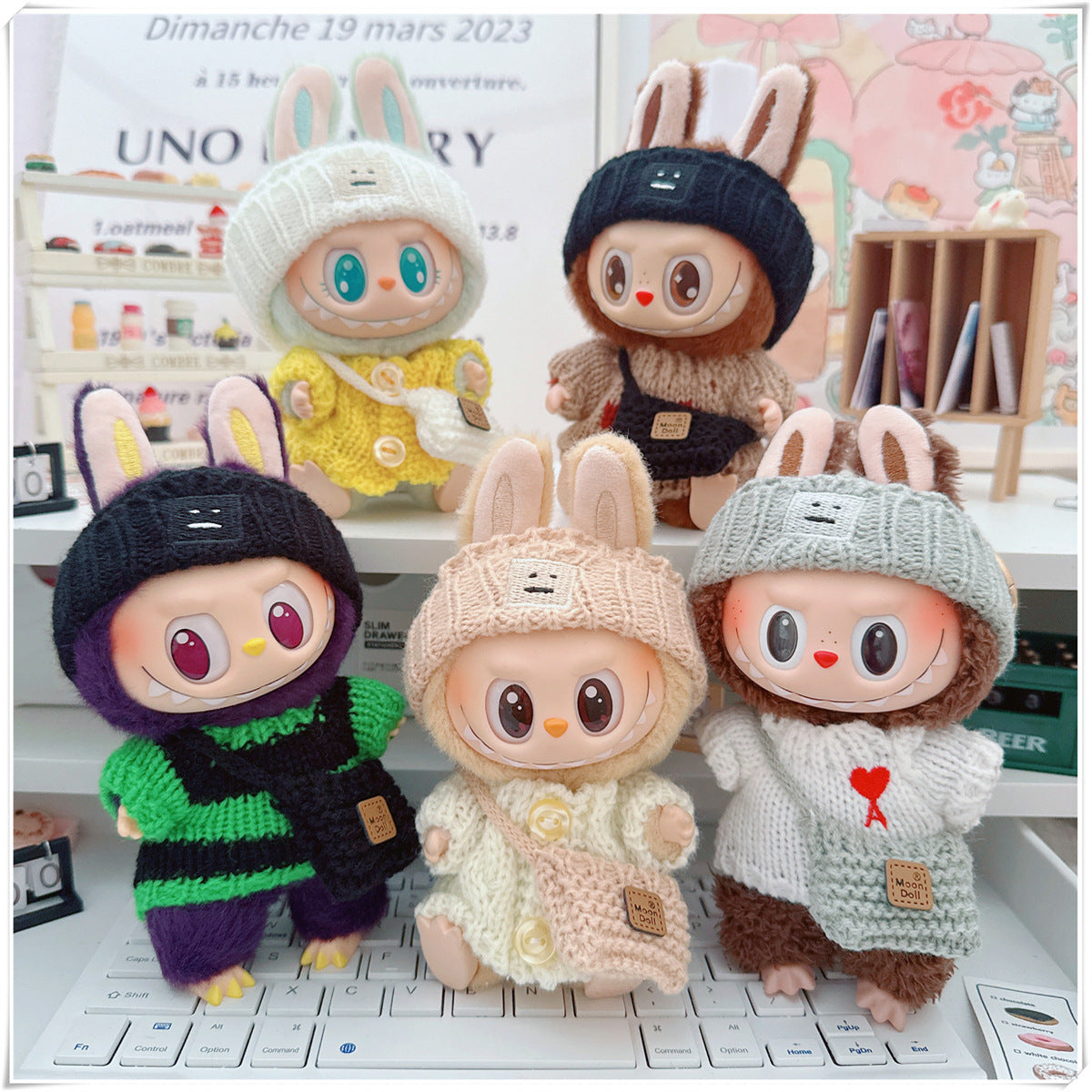 Labubu Set of CLOTHES ONLY – Sweater, Hat & Crossbody Bag Combo