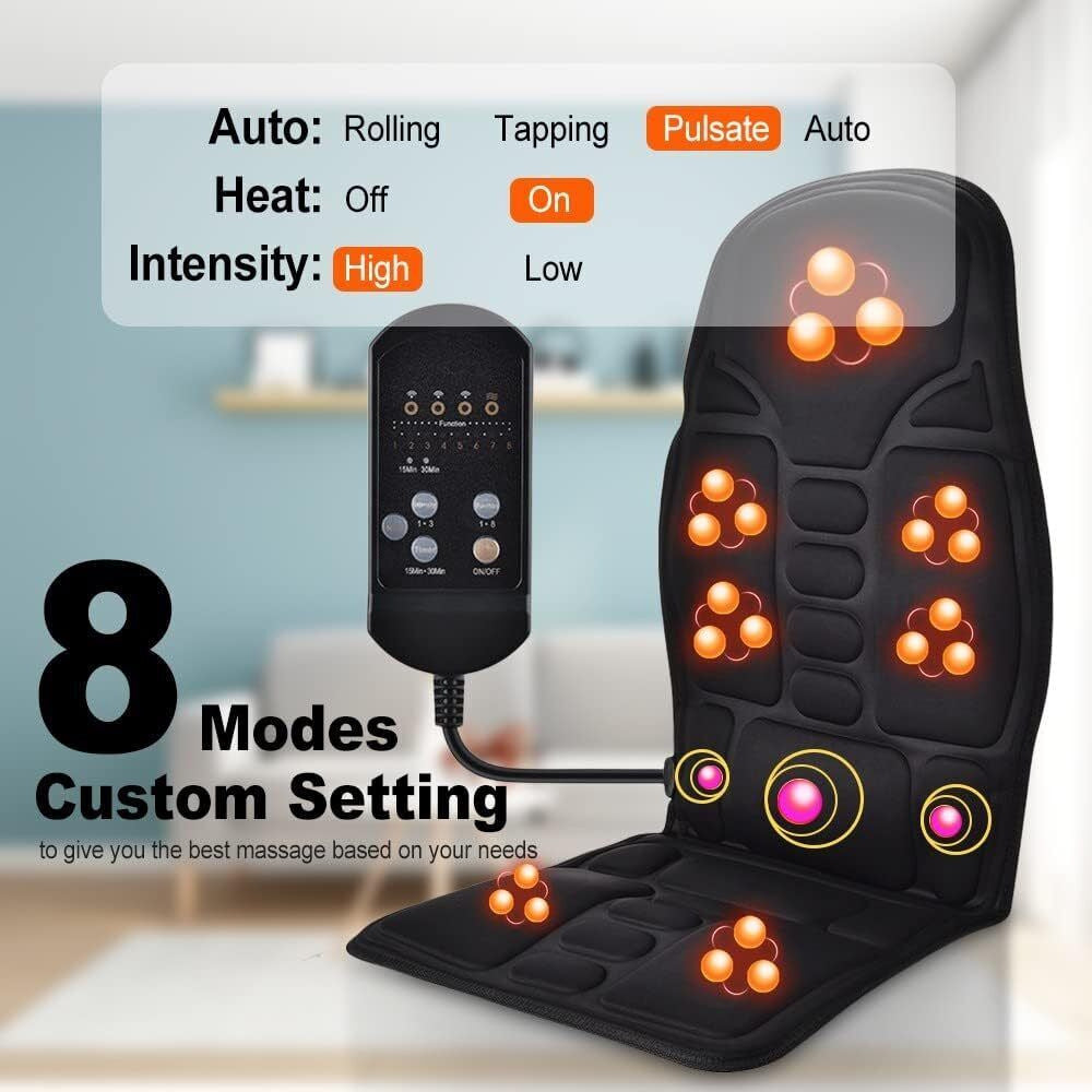 Portable Car & Home Dual-use Massage Chair Cushion with Heating for Full Body Relaxation