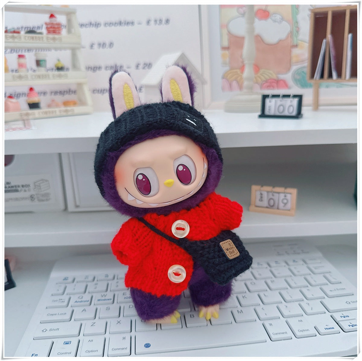 Labubu Set of CLOTHES ONLY – Sweater, Hat & Crossbody Bag Combo