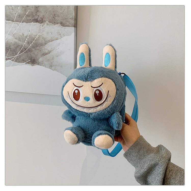 Labubu Plush Doll Fashionable Side Bag – Cute Popmart Crossbody Shoulder Bag