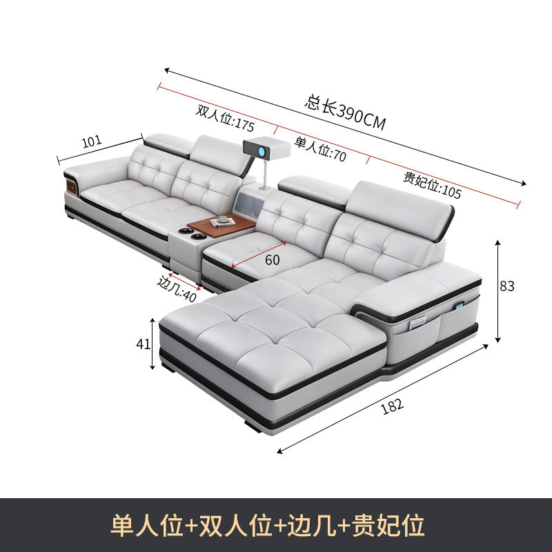 Multifunctional Corner Sofa with Stylish Electric Leather & Massage