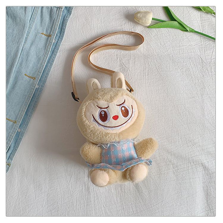 Labubu Plush Doll Fashionable Side Bag – Cute Popmart Crossbody Shoulder Bag