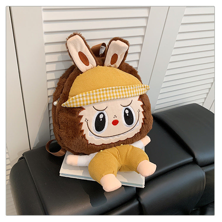 Labubu Plush Doll Fashionable Side Bag – Cute Popmart Crossbody Shoulder Bag