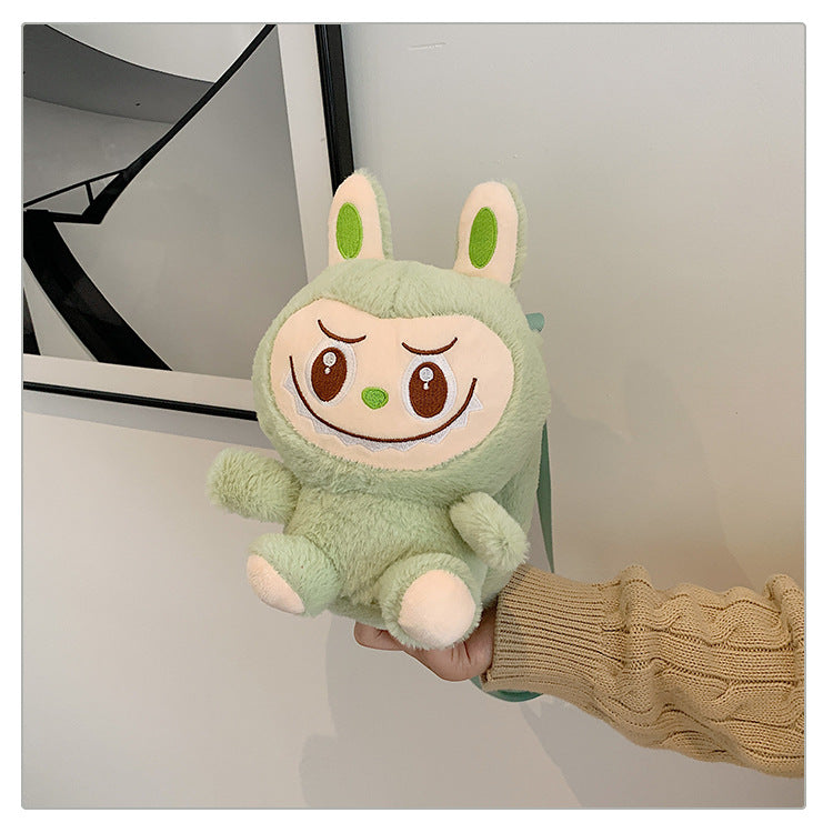 Labubu Plush Doll Fashionable Side Bag – Cute Popmart Crossbody Shoulder Bag