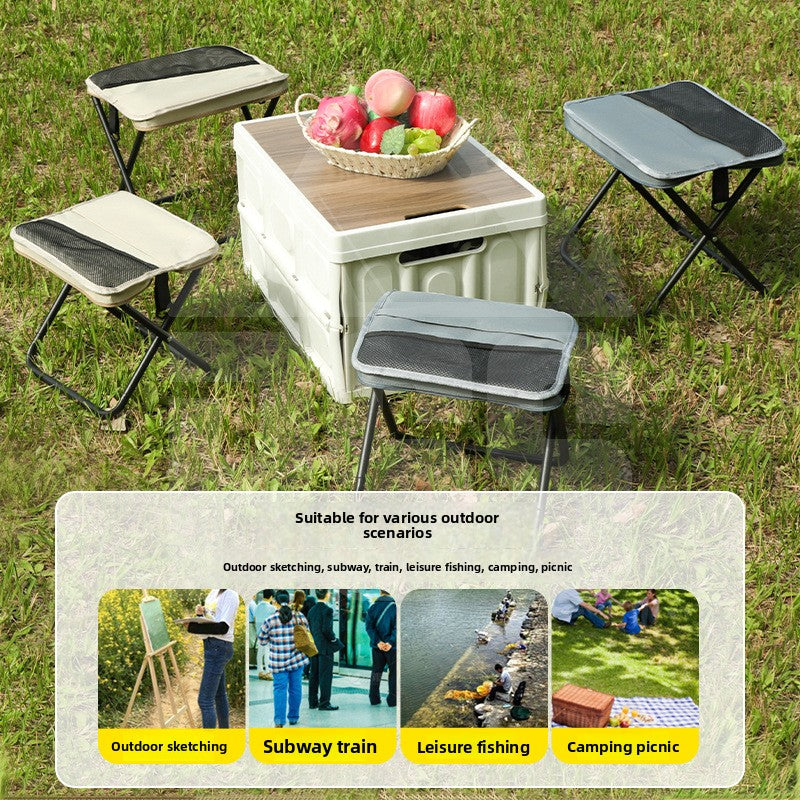 Portable Lightweight Folding Outdoor Chair with Storage Pocket & Shoulder Strap