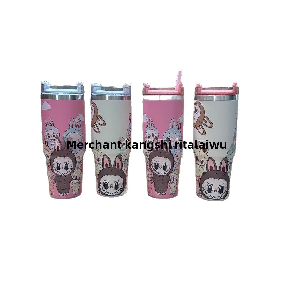 Trendy Labubu Stanley-Style Insulated Tumbler – 30oz Popmart Stainless Steel Cup