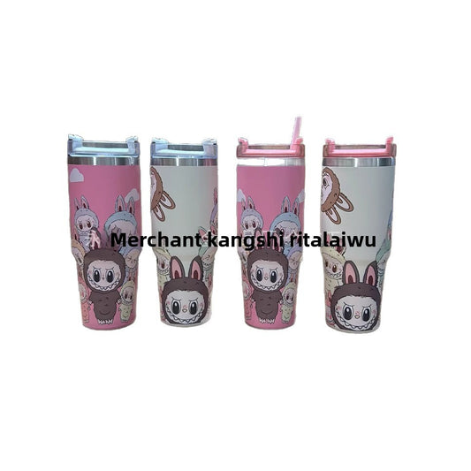 Trendy Labubu Stanley-Style Insulated Tumbler – 30oz Popmart Stainless Steel Cup