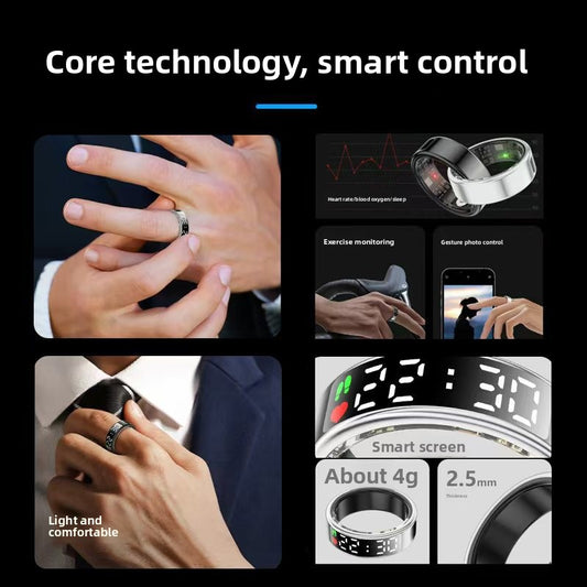 Smart Ring Sr08 with Display Display Display Data Blood Oxygen/Heart Rate/Step Counting/Sleep/Time/Power Battery Ring