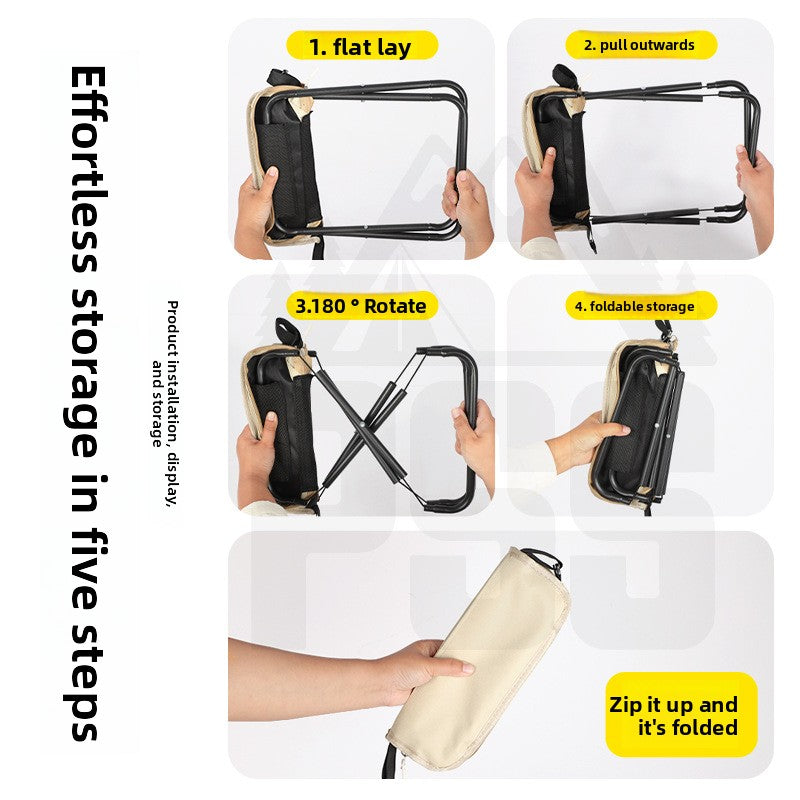 Portable Lightweight Folding Outdoor Chair with Storage Pocket & Shoulder Strap