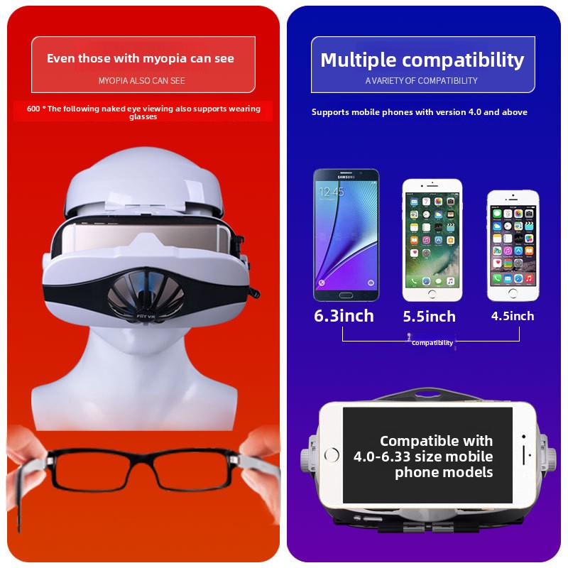 VR Glasses 3D Mobile Game Headset with 4D All-in-One Design
