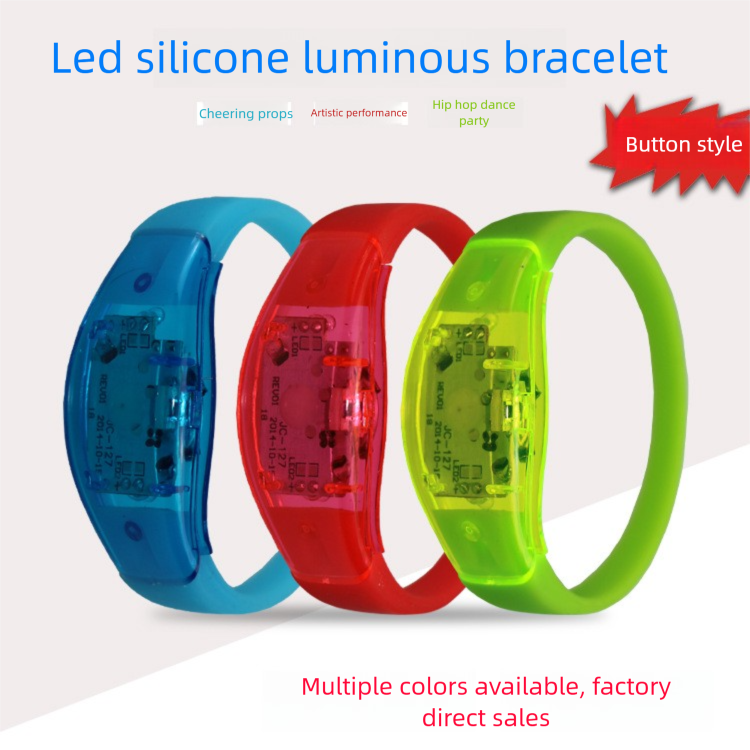 LED Silicone Luminous Wrist-worn Bracelet – Voice & Vibration Activated